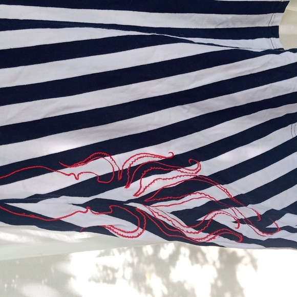 Sourpuss Summer  Dress Blue & White Stripe w Embroidered Octopus XL - Picture 3 of 11